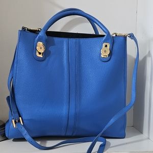 Like New!Tommy Hilfiger L Royal Blue Pebbled Leather Tote Bag